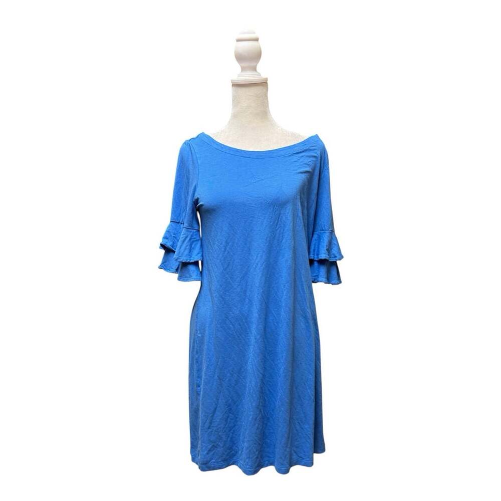 Lilly Pulitzer Women’s Medium Blue Ruffle Sleeve T-Shirt Dress Stretch